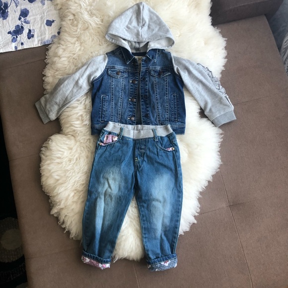 Bundle of 2 girls tracksuits. Denim and velvet. - Picture 1 of 11